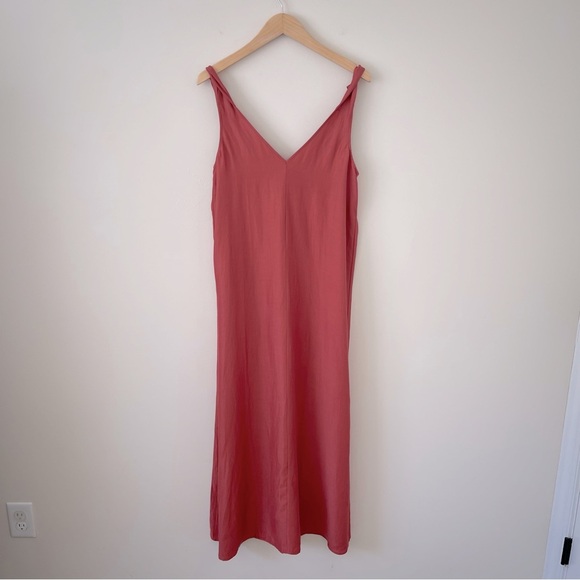 BA&SH Polly Twist Shoulder Satin Maxi Dress linen blend vacation summertime - Picture 12 of 13